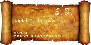 Sapkás Dezső névjegykártya